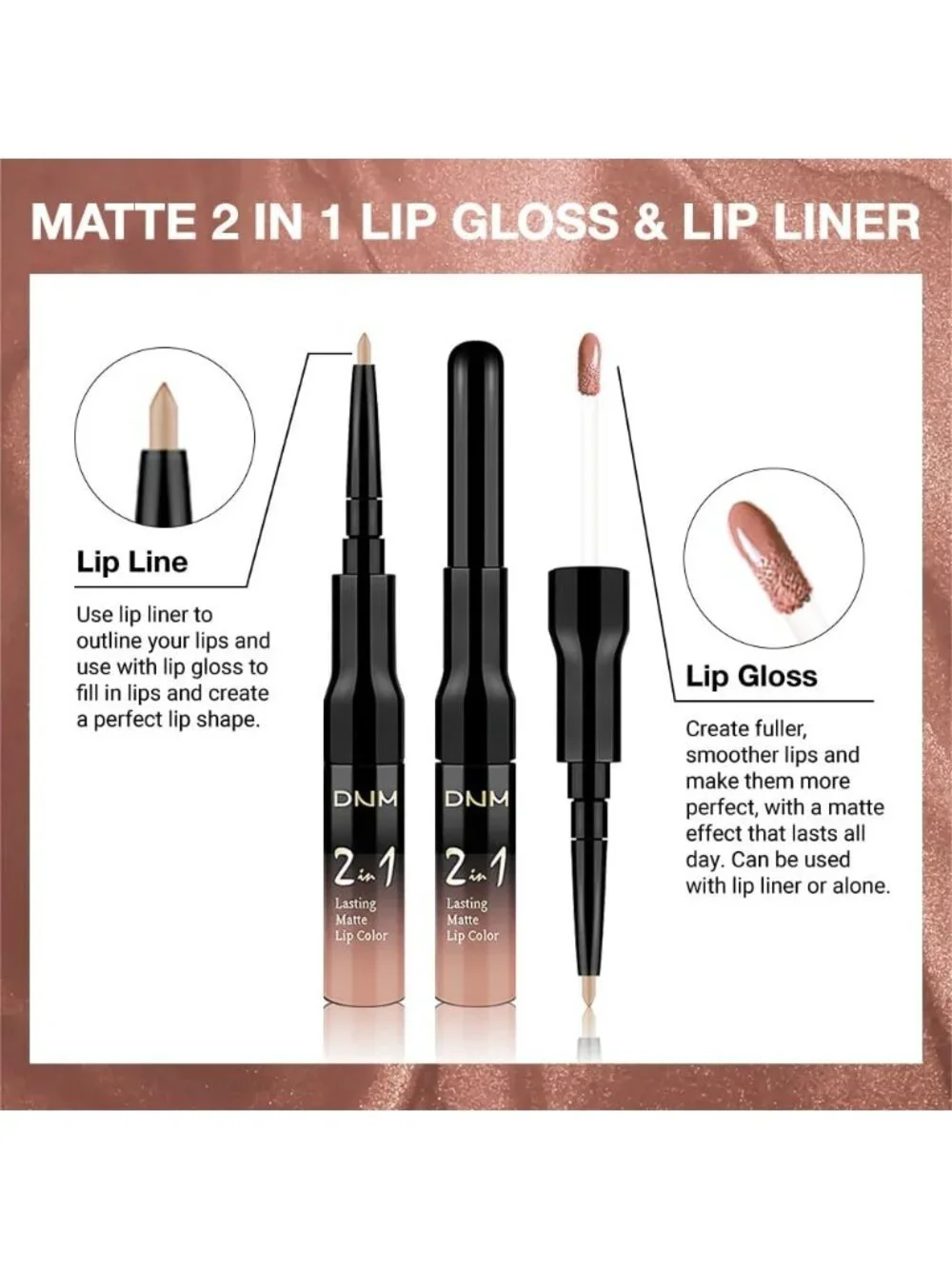 61#-Nuetral Nude-New 2-in-1 Waterproof Long Lasting Double-Ended Liquid Lipstick